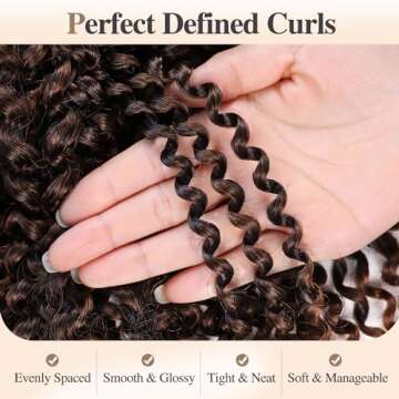 FANCEE Afro Kinky Curly Crochet Hair Extension Ombre Brown Marlybob Jerry Curl Braiding Hair for Black Women Short Soft Synthetic Passion Twist Hair 6X (1B/30, 10 Inches)