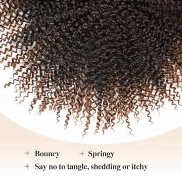 FANCEE Afro Kinky Curly Crochet Hair Extension Ombre Brown Marlybob Jerry Curl Braiding Hair for Black Women Short Soft Synthetic Passion Twist Hair 6X (1B/30, 10 Inches)