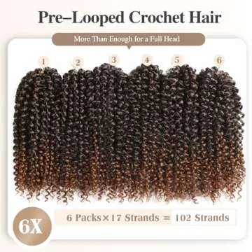 FANCEE Afro Kinky Curly Crochet Hair Extension Ombre Brown Marlybob Jerry Curl Braiding Hair for Black Women Short Soft Synthetic Passion Twist Hair 6X (1B/30, 10 Inches)