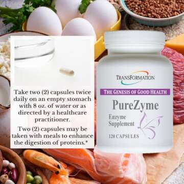 Transformation Enzymes Purezyme High-Potency Protease Blend Enzyme Supplement, Physician Practitioner Recommended - Advanced Formula for Maximum Nutrients Digestion and Gut Health,120 Capsules
