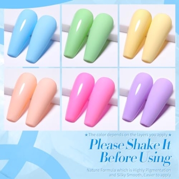 BORN PRETTY Pastel Gel Nail Polish Set - 6 Vibrant Shades