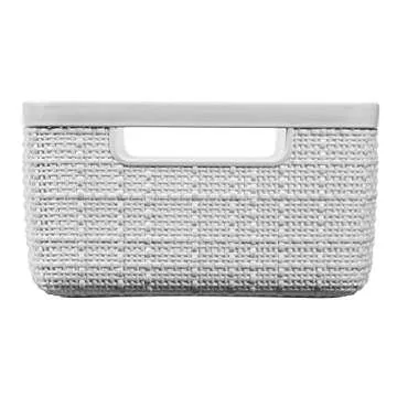 Curver Set of 8 Jute Small Decorative Plastic Organization and Storage Baskets, Perfect Bins for Hom...