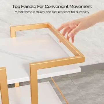 Esthetician Cart with Wheels Utility Salon Rolling Trolley, Gold Mobile Storage Organizer for Beauty Spa Cosmetology Massage, Tattoo Manicure Facial Tool Holder Station