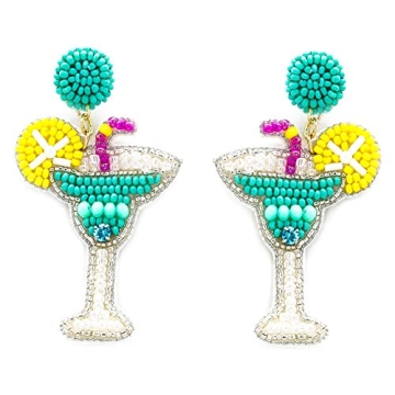 Emulily Handmade Beaded Cocktail Earrings for Summer Fun