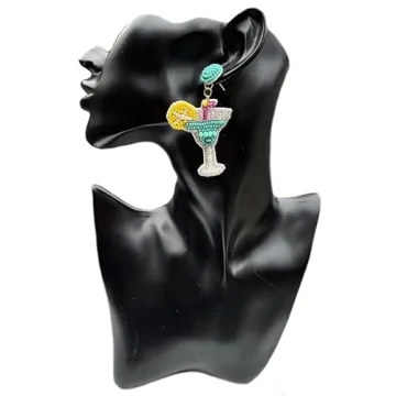Emulily Handmade Beaded Cocktail Earrings for Summer Fun