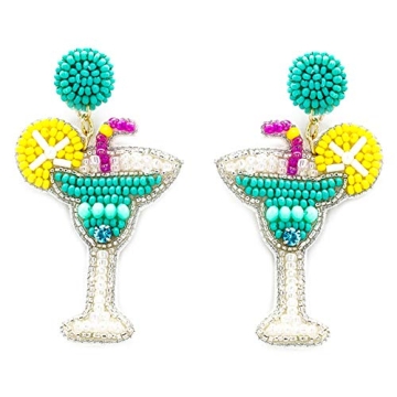 Emulily Handmade Beaded Cocktail Earrings for Summer Fun