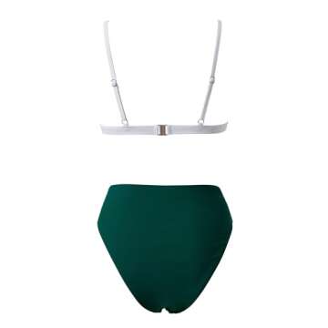 SUUKSESS Women Triangle High Cut Bikini Sets Sexy High Waisted Color Block Two Piece Swimsuits Push ...
