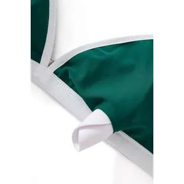 SUUKSESS Women Triangle High Cut Bikini Sets Sexy High Waisted Color Block Two Piece Swimsuits Push Up Bathing Suits(Green White,L)