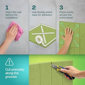 Ekkogo Acoustic Panels 12-Pack Soundproof Wall Panels 12"x12"x0.4" Decorative Sound Dampening for Your Home, Office, Studio, Bedroom & More with Unique ModuArc Carving [Gin Green]