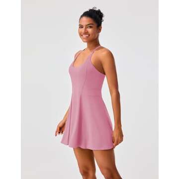 PERSIT Women Tennis Dress Athletic Workout Summer Dress with Built-in Shorts & Pockets