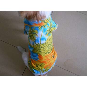 Tangpan Hawaiian Beach Coconut Tree Print Dog Shirt Summer Camp Shirt Clothes (Yellow M)