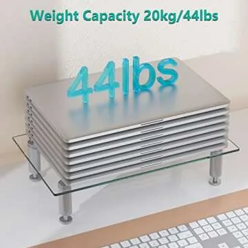 WALI Glass Monitor Stand Riser for Desk,Height Adjustable Computer Monitor Riser, Clear Monitor Stand for Laptop TV Computer Screen, Desk Organization, Office Supplies (GTT001), 16 X 10 inch, Clear