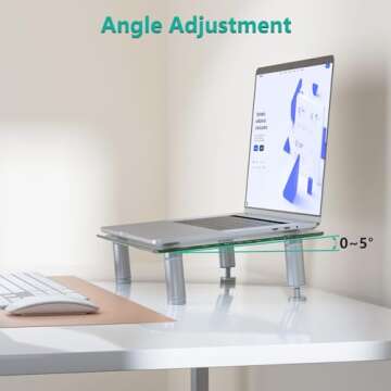 WALI Glass Monitor Stand Riser for Desk,Height Adjustable Computer Monitor Riser, Clear Monitor Stand for Laptop TV Computer Screen, Desk Organization, Office Supplies (GTT001), 16 X 10 inch, Clear