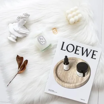 Real Travertine Tray for Jewelry Ring Dish, 5.9Inches Round Vanity Tray Marble Trinket Dish Decorative Tray Decor, Catch All Tray for Perfume, Candle, Jewelry Dish, Small Things(Beige)