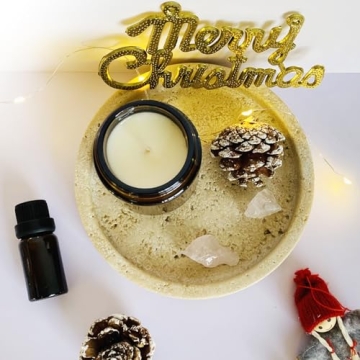 Real Travertine Tray for Jewelry Ring Dish, 5.9Inches Round Vanity Tray Marble Trinket Dish Decorative Tray Decor, Catch All Tray for Perfume, Candle, Jewelry Dish, Small Things(Beige)