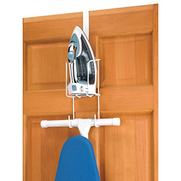 Whitmor Wire Over The Door Ironing Caddy - Iron and Ironing Board Storage Organizer, White