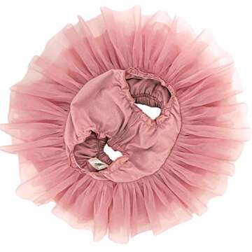 BGFKS Baby Girls Soft Fluffy Tutu Skirt with Diaper Cover,Toddler Girl Tutu Skirt Sets with Flower Headband Dusty Rose