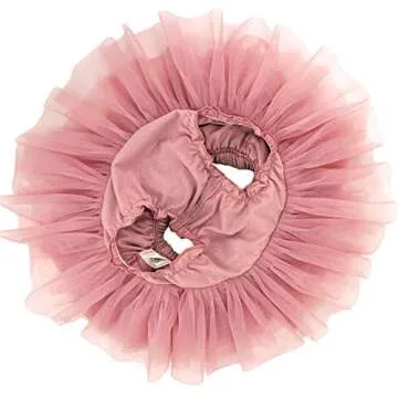 BGFKS Baby Girls Soft Fluffy Tutu Skirt with Diaper Cover,Toddler Girl Tutu Skirt Sets with Flower Headband Dusty Rose