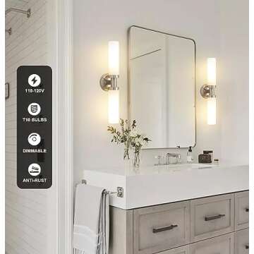 SANTOSTOCK Modern Brushed Nickel Bathroom Light Fixture