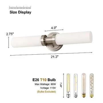 SANTOSTOCK Modern Brushed Nickel Bathroom Light Fixture