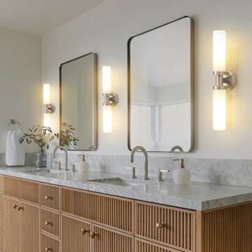 SANTOSTOCK Modern Brushed Nickel Bathroom Light Fixture