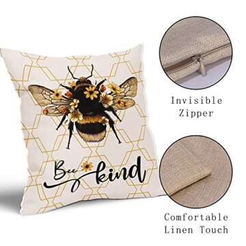 Stylish Summer Bee Pillow Covers for Home Decor