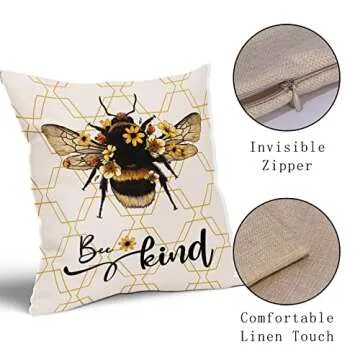 Stylish Summer Bee Pillow Covers for Home Decor