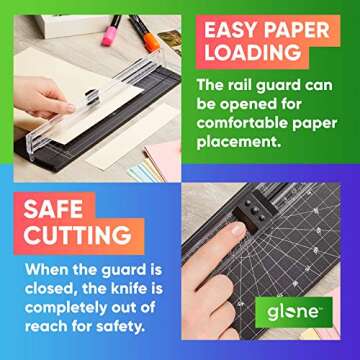 Glone 12 inch Paper Trimmer, A4 Size Paper Cutter with Automatic Security Safeguard for Coupon, Craft Paper and Photos (Black)