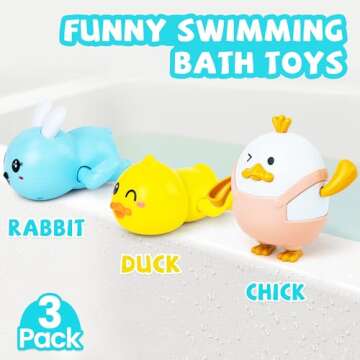 Easter Wind Up Bath Toys Set for Toddlers Ages 1-3