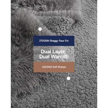 Pawque Faux Fur Blankets Twin Size 50x60 inches, Super Soft Fuzzy Fluffy Blanket, Warm Thick Sherpa ...