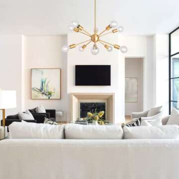 ALISADABOY Sputnik Chandelier 10 Light Brushed Brass Ceiling Lamp Modern Industrial Pendant Lighting Gold Vintage Ceiling Light Fixture for Living Room Bedroom Kitchen Foyer Hallway