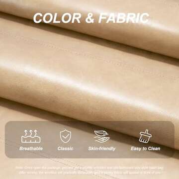 Hobestluk Bean Bag Chair Giant Bean Bag Sofa Memory Foam Bean Bag Chairs for Adults, Bean Bag Couches Faux Leather Bean Bag Chairs for Living Room Bedroom Dorm Office (Khaki)