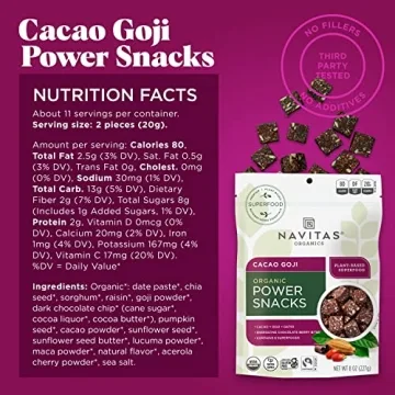 Navitas Organics Cacao Goji Superfood Snacks 8 oz Organic