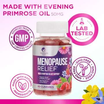 Menopause Relief Vitamin Gummy for Women - Effective Menopause Supplements for Women, for Mild Hot Flashes & Night Sweats, Natural Balance, Energy & Menopause Support, Non-GMO Gluten Free - 60 Gummies