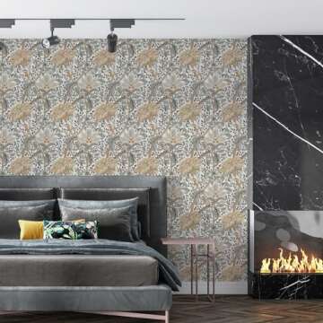 UniGoos Peel and Stick Floral Wallpaper for Easy Decor