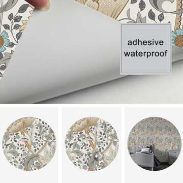 UniGoos Peel and Stick Floral Wallpaper for Easy Decor