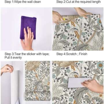 UniGoos Peel and Stick Floral Wallpaper for Easy Decor