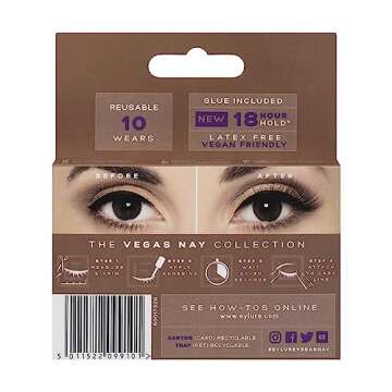 Eylure Vegas Nay Bronze Beauty False Eyelashes, Reusable, Adhesive Included, 1 Pair, Cruelty Free