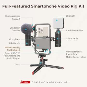 SmallRig Universal Phone Video Rig Kit for iPhone, Smartphone and Cameras, Phone Stabilizer Rig w/Tr...