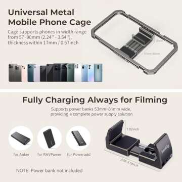 SmallRig Universal Phone Video Rig Kit for iPhone, Smartphone and Cameras, Phone Stabilizer Rig w/Tripod Microphone LED Light Side Handle Power Bank Holderm, for Vlogging & Live Streaming