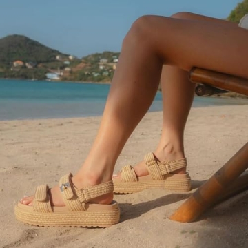 Stylish DOEYG Raffia Platform Wedge Sandals for Summer