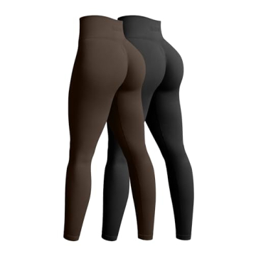 OQQ Women's 2 Piece Yoga Legging Seamless Workout High Waist Butt Liftings Athletic Leggings Black D...