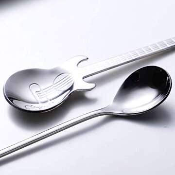 Creative Music Note & Guitar Spoons Set - 6-Pack 18/10 Stainless Steel