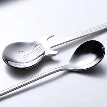 Creative Music Note & Guitar Spoons Set - 6-Pack 18/10 Stainless Steel