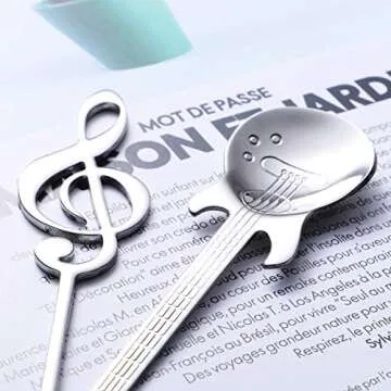 Creative Music Note & Guitar Spoons Set - 6-Pack 18/10 Stainless Steel