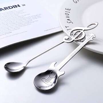 Creative Music Note & Guitar Spoons Set - 6-Pack 18/10 Stainless Steel
