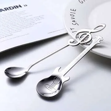 Creative Music Note & Guitar Spoons Set - 6-Pack 18/10 Stainless Steel