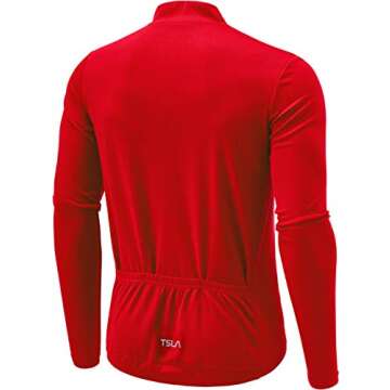 TSLA Men's Long Sleeve Bike Cycling Jersey, Quick Dry Breathable Reflective Biking Shirts with 3 Rea...