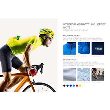 TSLA Men's Long Sleeve Bike Cycling Jersey, Quick Dry Breathable Reflective Biking Shirts with 3 Rear Pockets, Cycle Long Sleeve Red, XX-Large