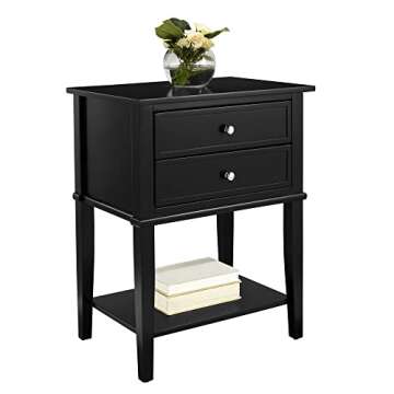 Ameriwood Home Franklin Accent Table with 2 Drawers, Black Finish, Engineered Wood Construction